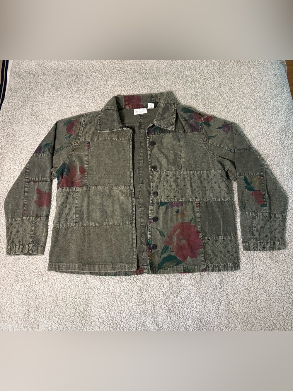 Vintage Y2K Studio Works Patchwork Floral Jacket Women’s XL 100% Cotton - Picture 1 of 8